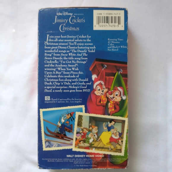 Disney Holiday Jiminy Crickets Christmas Vhs 997 Walt Disney Ho